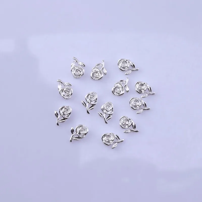 50 szt. Modne japońskie metalowe naklejki na paznokcie z akcesoriami Vintage 3D Rose Nail Gems