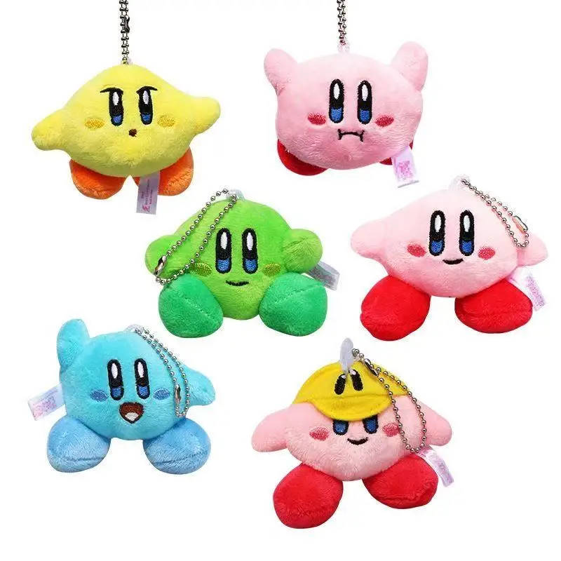 Star Kirby Plush Keychain Cartoon Chef Strawberry Watermelon Kirby Waddle Dee Keychain Backpack Decoration Birthday Gift