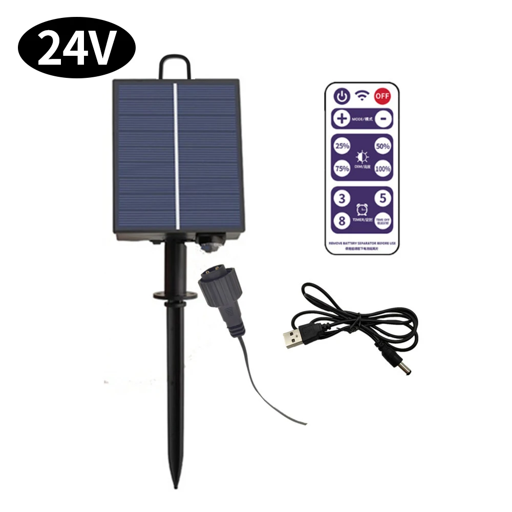 DC 24V Solar Outdoor Light Kit Pack Powered Lithium Panel Light With Drill Digger Remote Control for garden outdoor lighting