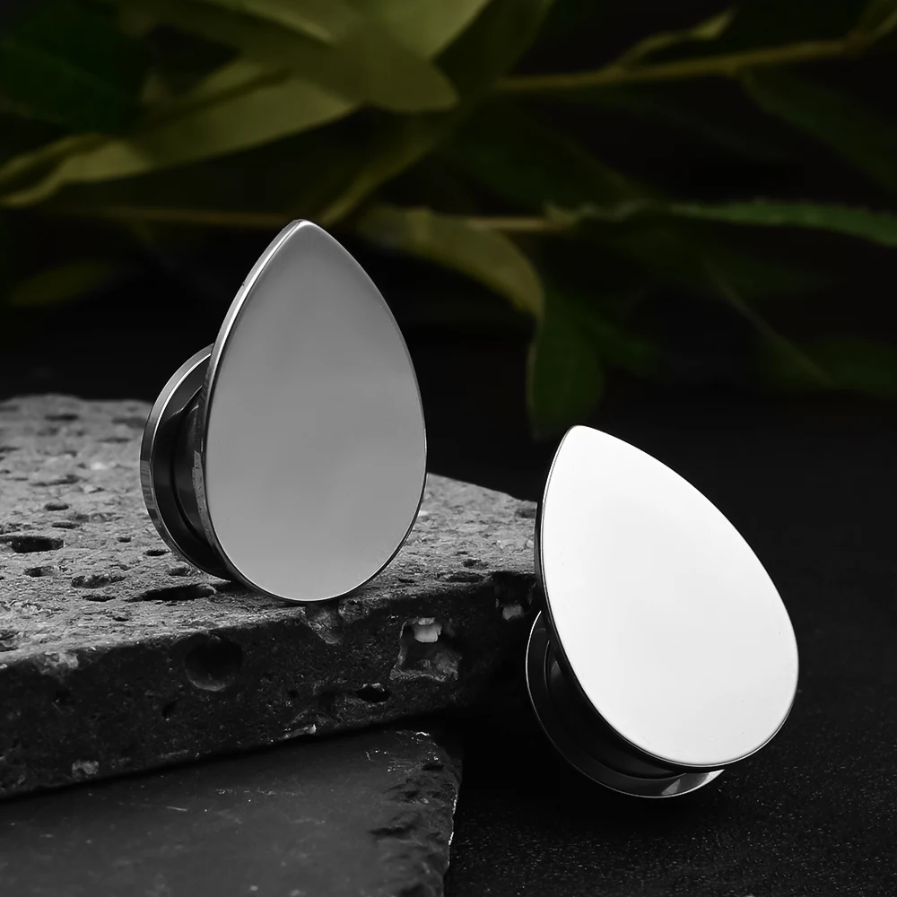 Vanku 2PCS Fashion Teardrop Ear Plugs Tunnels For Women Body Jewelry Piercing Saddle Gauges Stretchers Ears Accessories