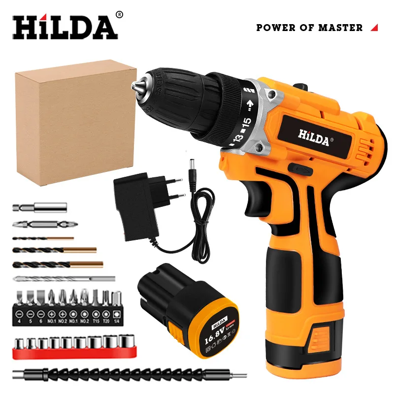 HiLDA  electric screwdriver rechargeable lithium battery electric hand drill impact drill 12 v