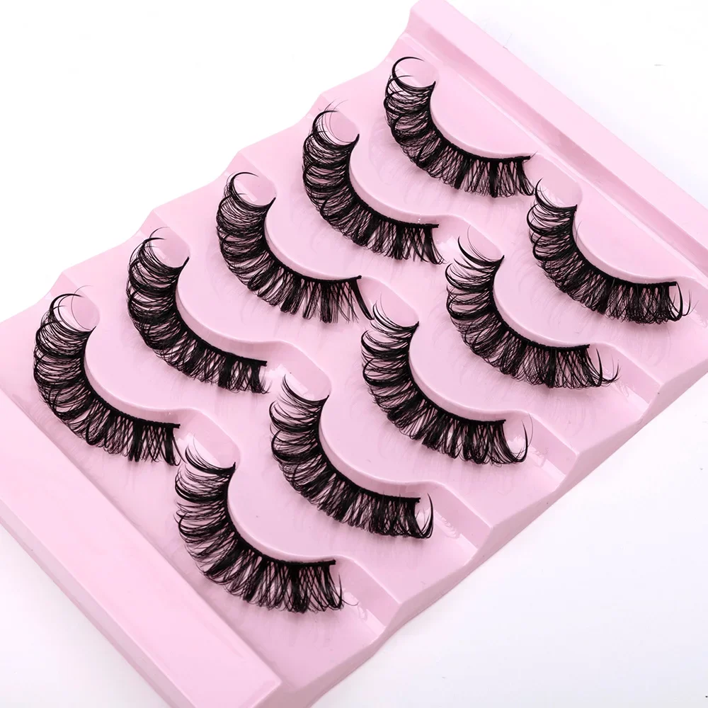 5 Pairs Womne Wet Eyelashes 3D Faux Mink False Eyelashes Handmade Long D Fluffy Lashes Eyelash Extension Eye Makeup Tools