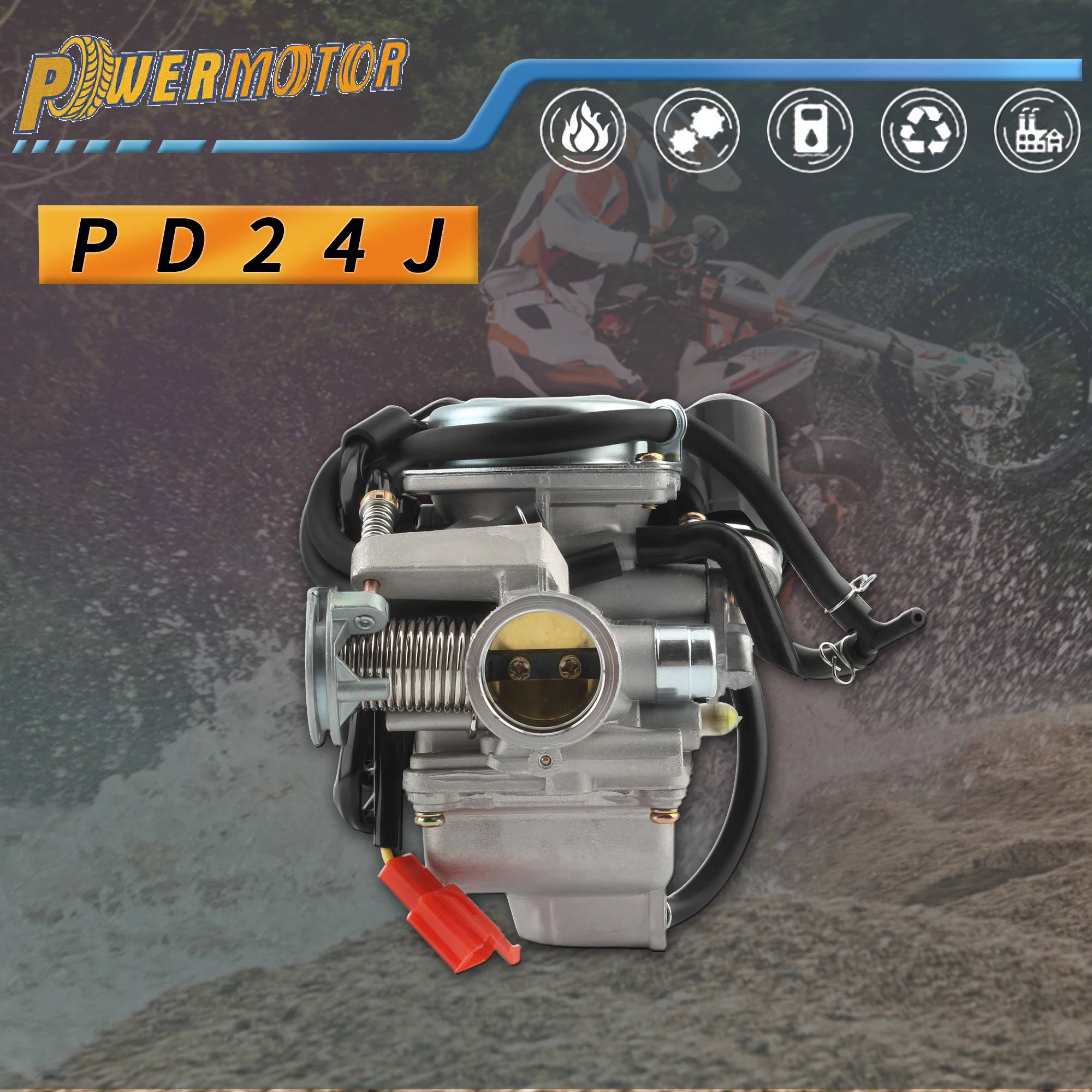 

PD24J 24mm Universal Motorcycle Electric Carburetor for Gy6 100cc 125cc 150cc 200cc Engine ATV Go Kart Moped Scooter Dirt Bike
