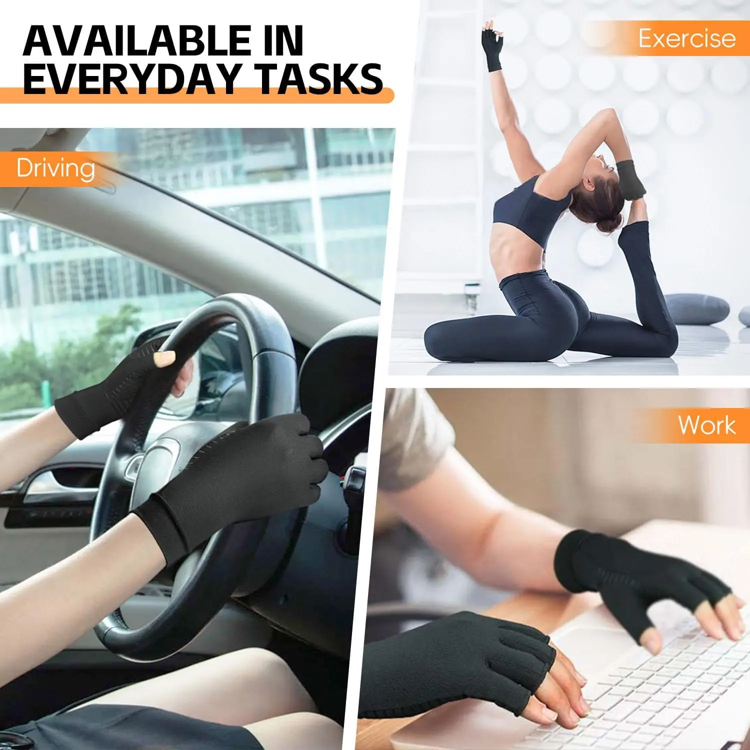 Luvas de cobre para artrite para alívio da dor nas mãos, osteoartrite reumatóide, inchaço, túnel do carpo, luvas de compressão