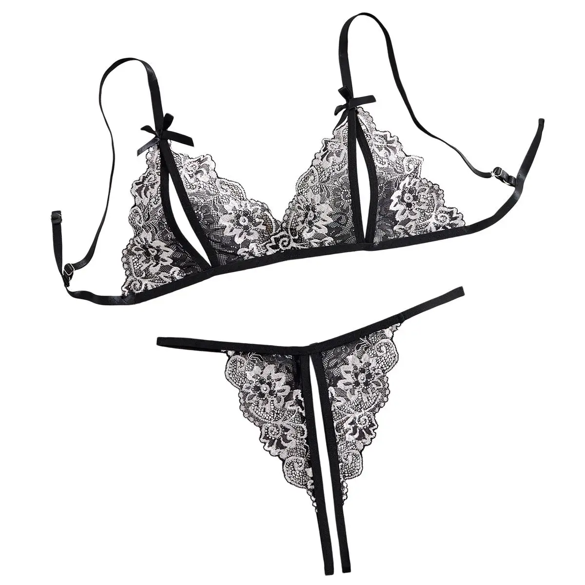 Women's Sex Bra Set Night Date Underwear Strap Sleeveless Summer Lingerie Translucent Flower Lace Party Nightclub Pajamas 2026