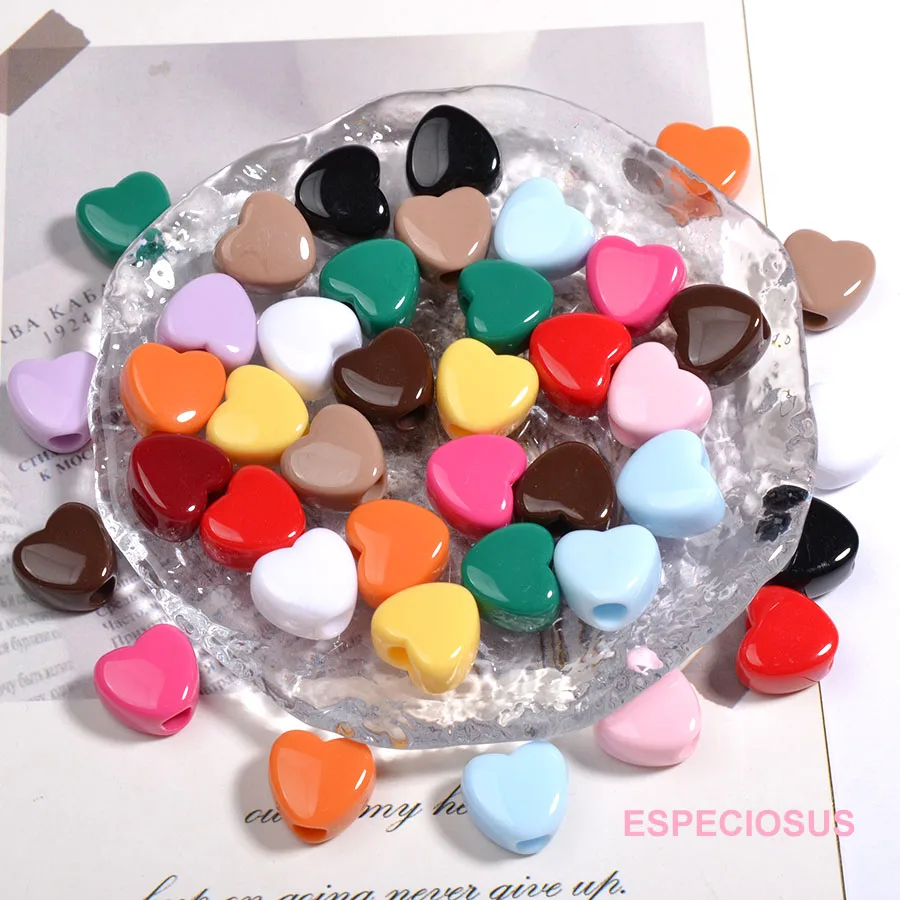 11MM Geschilderd Multi Color Acryl Hartvormig Groot Gat Losse Kralen DIY Sieraden Accessoires Ketting Fittings Afdelingen Spacer