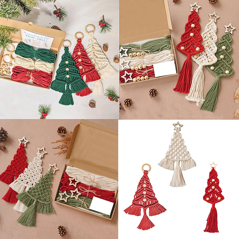 

3PCS/Set DIY Macrame Woven Christmas Tree Kit Christmas Craft Gift Kit Very Suitable For Family Friends Perfect Holiday Gifts