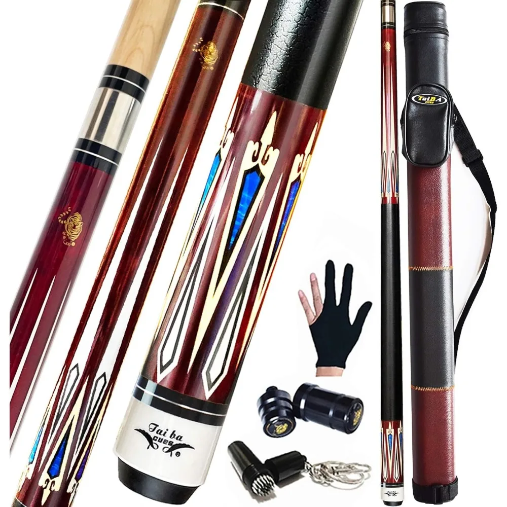 2-Piece Pool cue Stick + Hard Case, 13mm Tip, 58