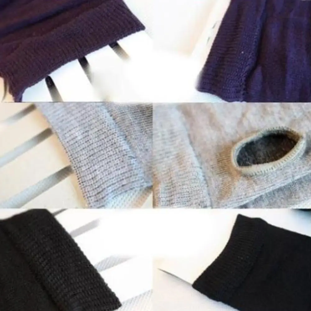 ผู้หญิงสีดําโครเชต์อินเทรนด์ฤดูหนาว Unisex หญิง WARM Mittens ยาว Fingerless ถุงมือแขน