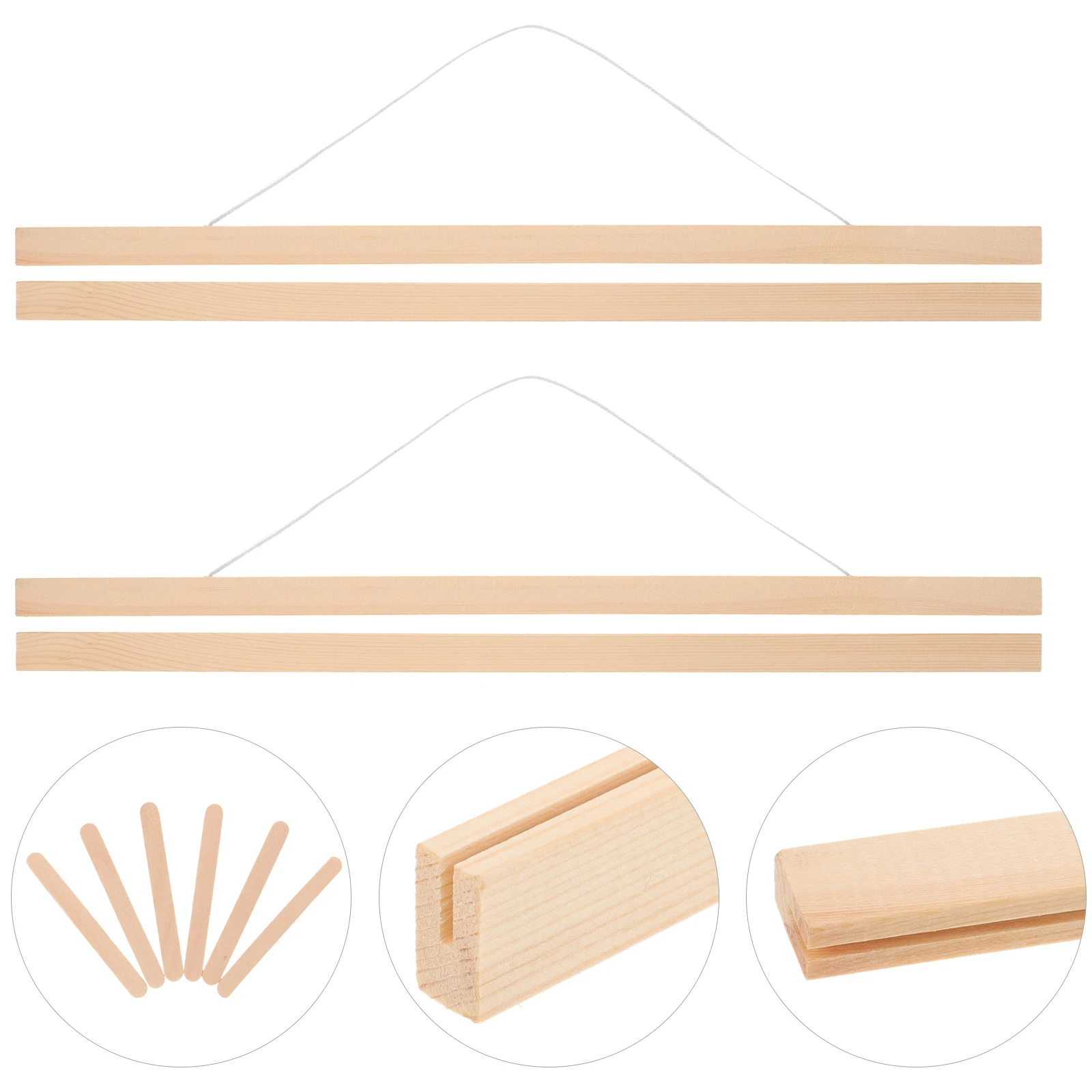 

5Pcs Wood DIY Poster Hanger Wooden Scroll Hanging Rod Artwork Display Frame DIY Wood Poster Hanger Wooden Posters Scroll