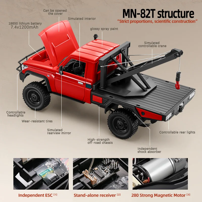 MN82T 1:12 2.4G RC Crawler Hoist 4WD Remote Control Truck image 5