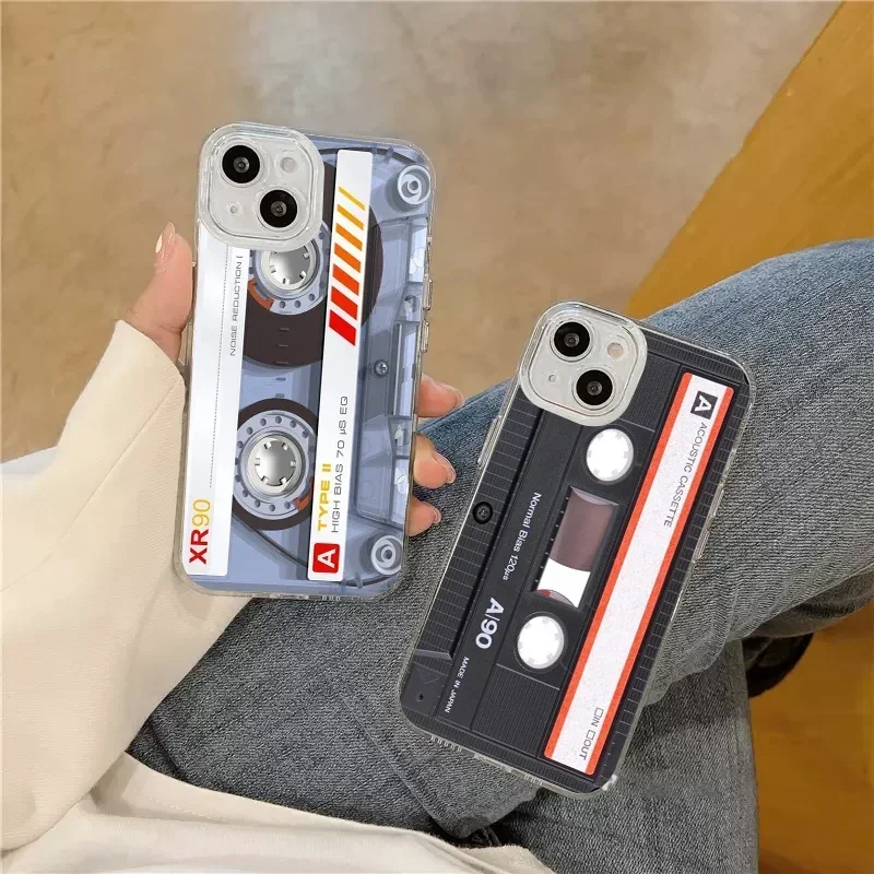 Phone Case for IPhone 16 15 14 13 12 11 Pro Max X XS MAX 7 8Plus SE Retro Vintage Old Cassette Tape Silicone TPU Soft Back Cover