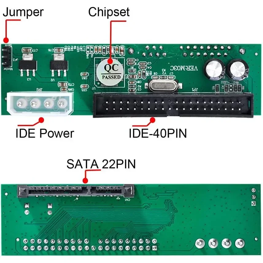 SATA-zu-IDE-Adapter-Konverter 2,5 Zoll SATA-Buchse zu 3,5 Zoll IDE-Stecker 40-Pin-Anschluss 1,5 Gbit/s unterstützt ATA 133 100 HDD CD DVD Seriell – Detail 9
