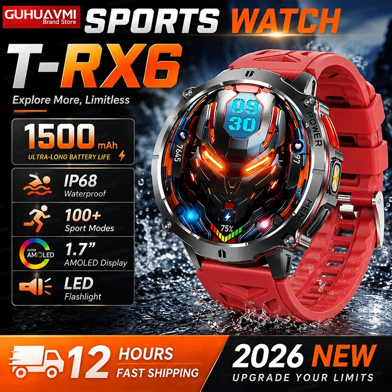 Military 1500mAh Battery Smart Watch Outdoor GPS Trajectory Compass LED Flashlight IP68 Waterproof Bluetooth Call Sports Watches