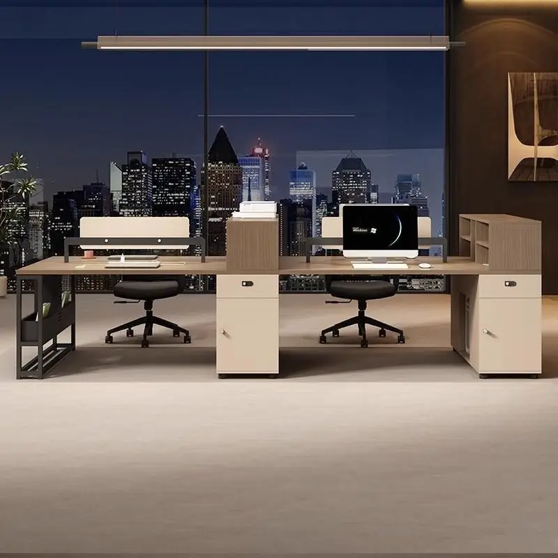 Office desk and chair combination, simple staff desk, modern staff desk, screen booth, office staff seat, four to six people