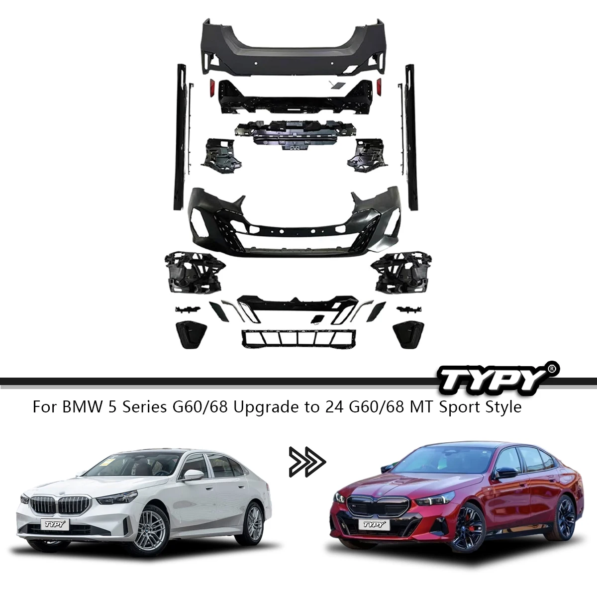 

Комплект кузова TYPY нового дизайна для BMW 5 серии G60/68 2024, обновление до G60/68 M-Tech, электрическая версия, стильный полный комплект кузова