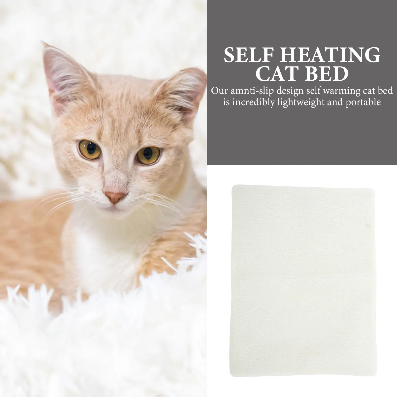 

Self Warming Cat Bed Soft Safe Material Heated Pet Pad for Puppy Dog Winter Use Detachable Easy Clean for Home Travel Camping