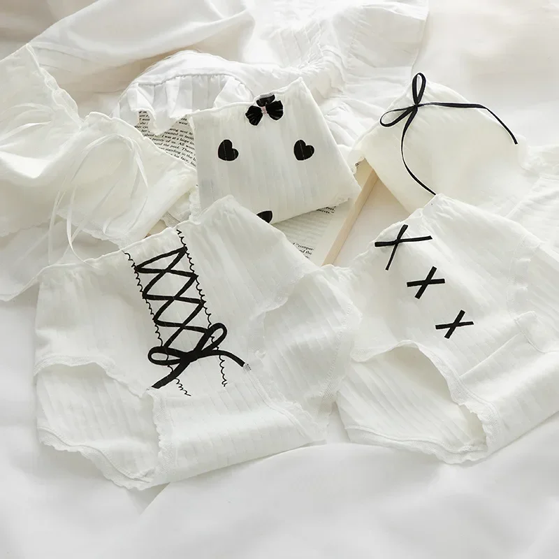 

5 шт./комплект, женские хлопковые трусы с бантом