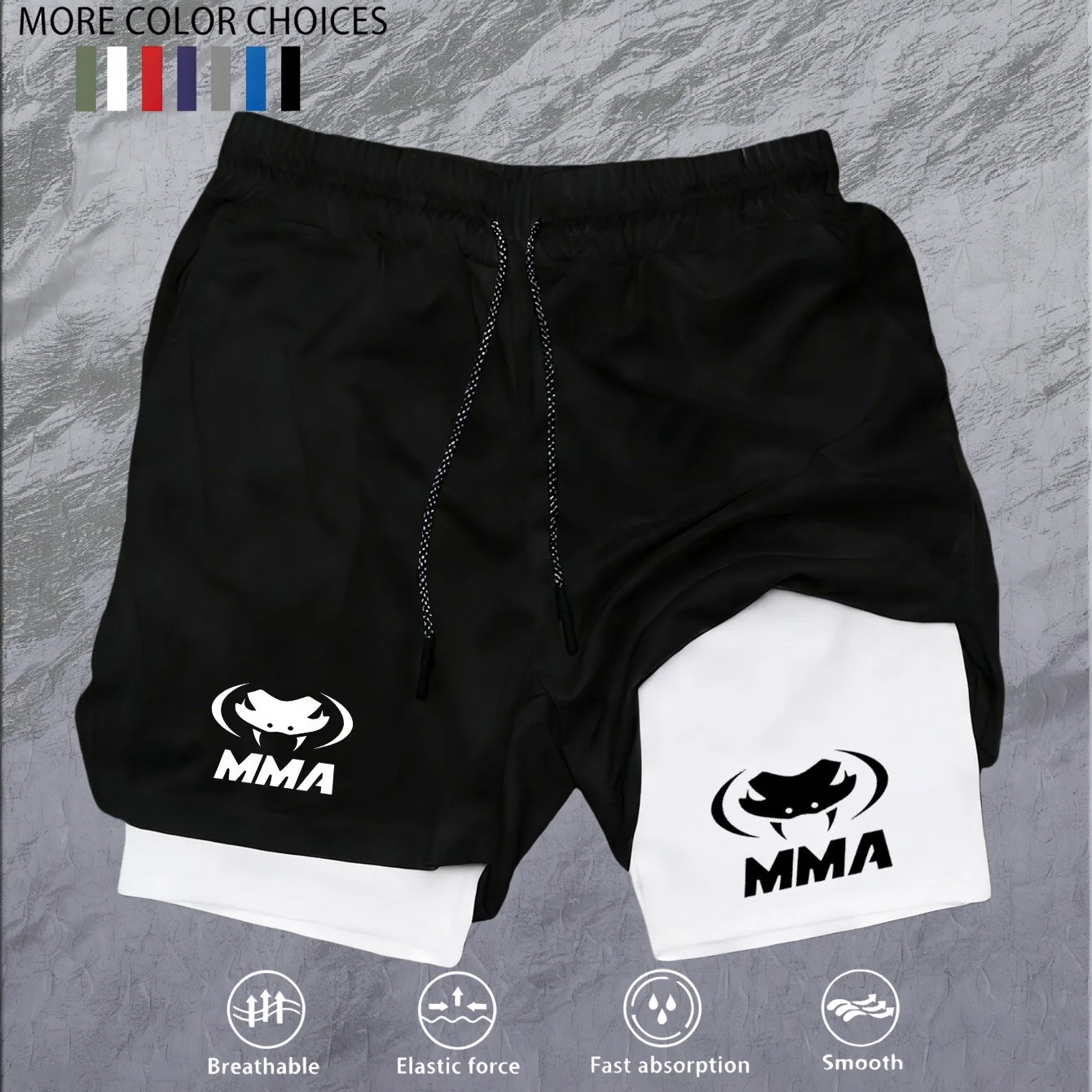 

2-in-1 running shorts, suitable for men's fitness leggings, with phone pocket and simple letter print for summer sports pants
