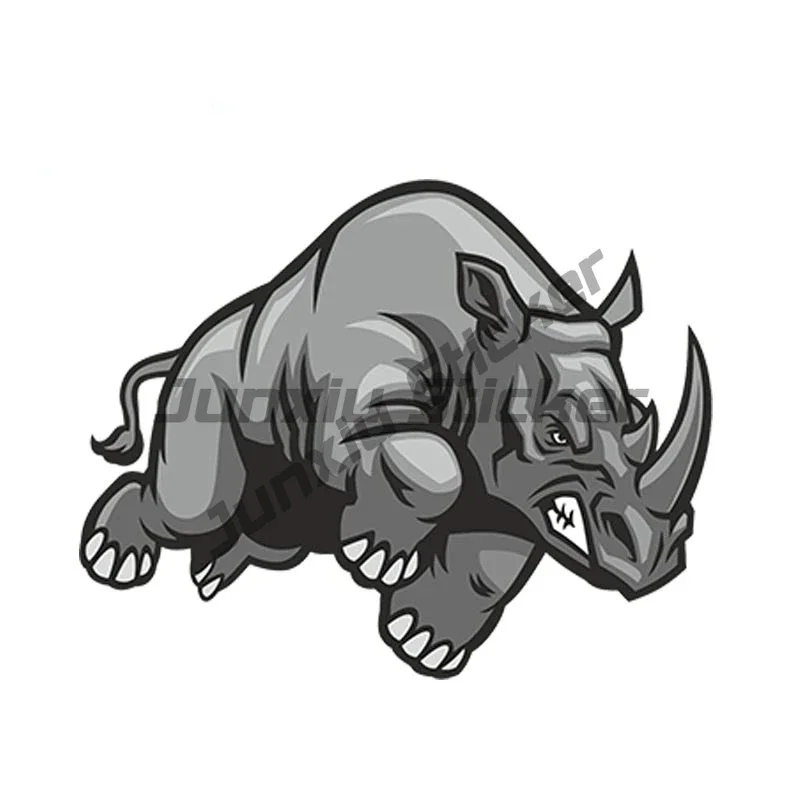 Angry Rhino Creative Car Sticker Left and Right Car Shaped Cartoon Animal Vinyl Self-adhesive Waterproof DIY Self Adhesive Decal