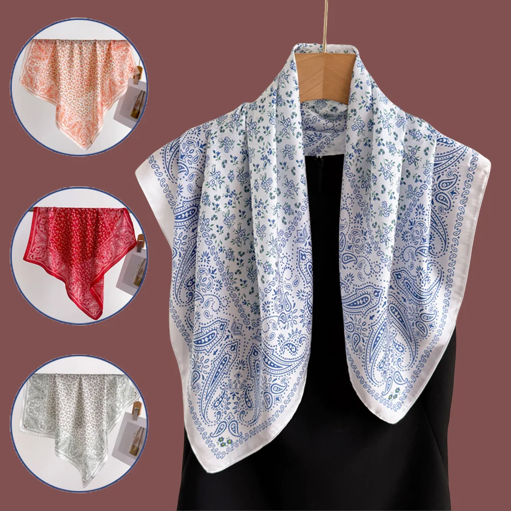 

Satin Head Hijab Sunscreen Neck Square Scarf Headscarf 70*70cm Paisley Small Shawl Windproof Head Wrap Thin Soft Hair Scarves