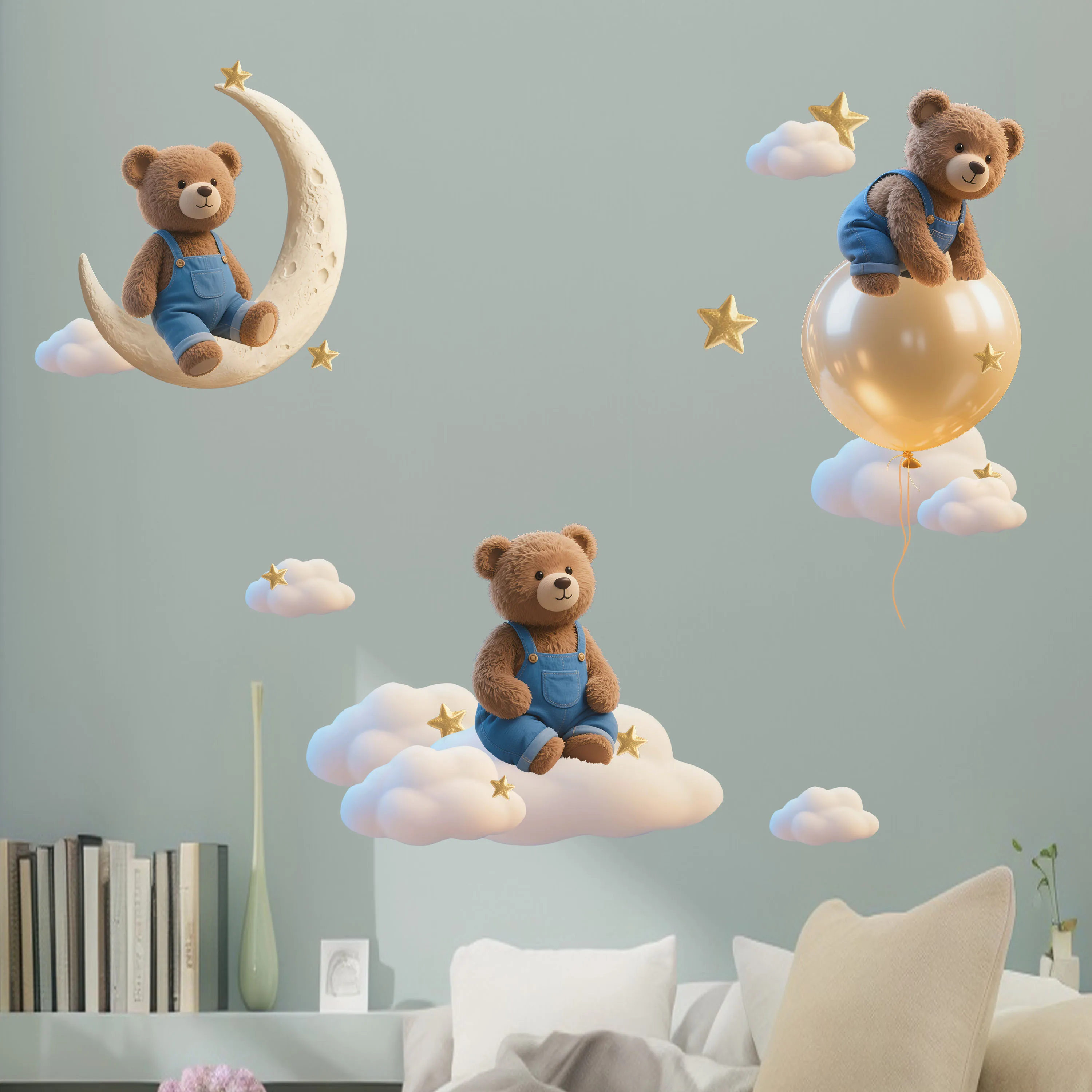New Manga Princess Wall Stickers Background Wall Decoration Self Adhesive Paintings Imagining Balloon Flowers Butterfly Self Adh