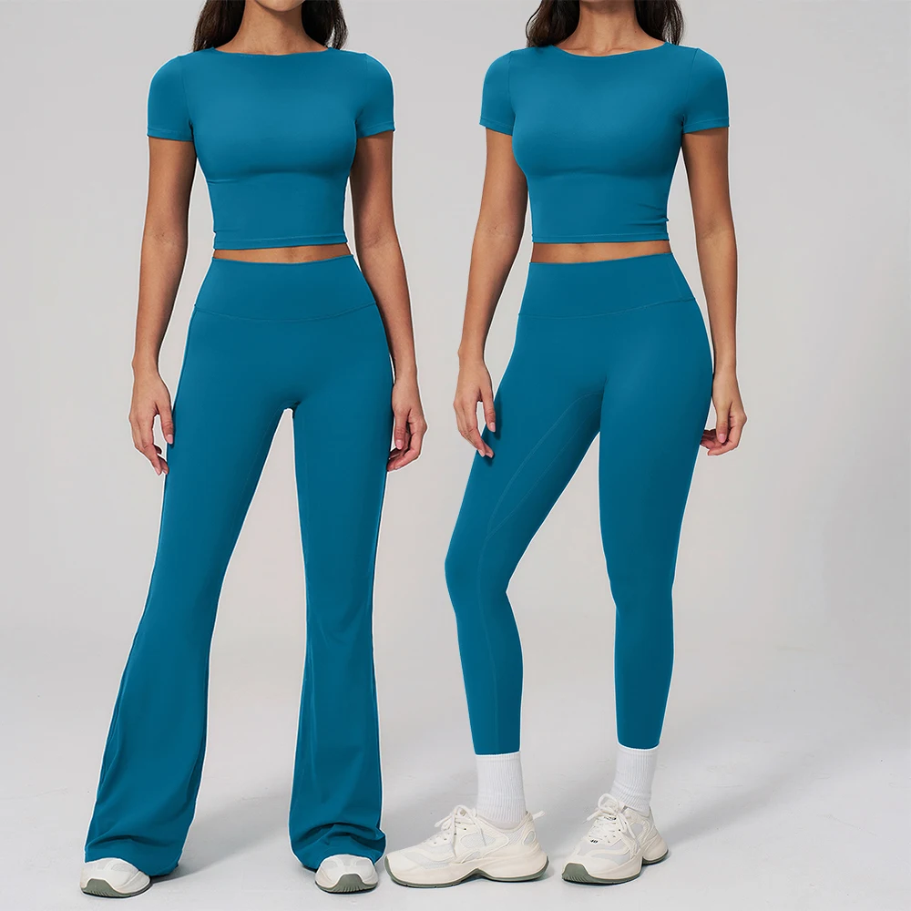 2 Pieces Sports Sets Short Sleeve Yoga Suit Fitness Set Women Athletic Wear Workout Clothes Running Sports Shorts Gym Outfits