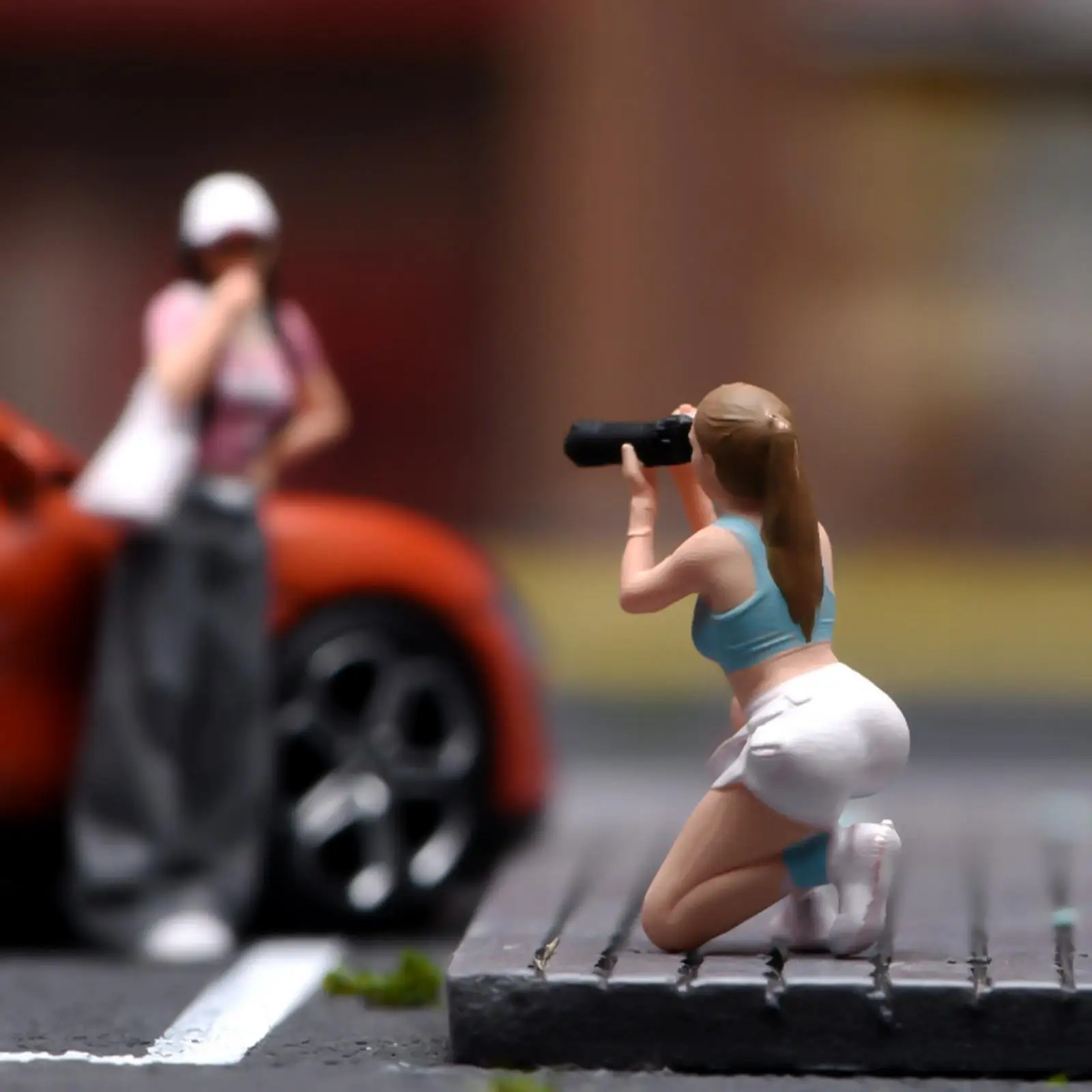 Kneeling Photographer Crouching Diorama Figure Lifelike Details