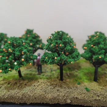 Modelo de árvore de fruto escala 1:87 ho, modelo de paisagem de 50mm de altura, trem ferroviário/layout ferroviário, dioramas em miniatura diy com 10 peças