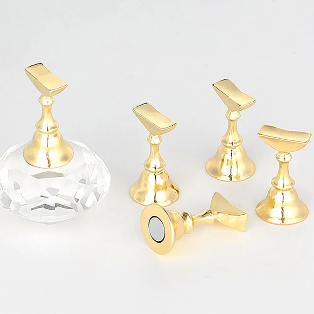 

7 Pcs Manicure Practice Rack Art Display St Manicure Practice Acrylic Bracket Golden Alloy Show Rack Stable