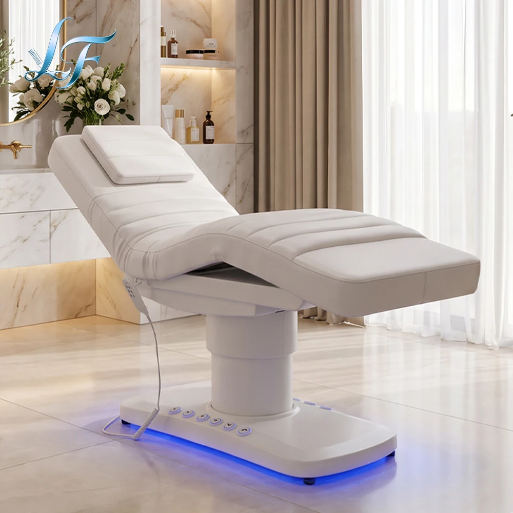 High Quality Foot Control Mood Lamp Massage Bed Beauty Bed Ergonomic Design Treatment Bed Custom Leather Color For Spa