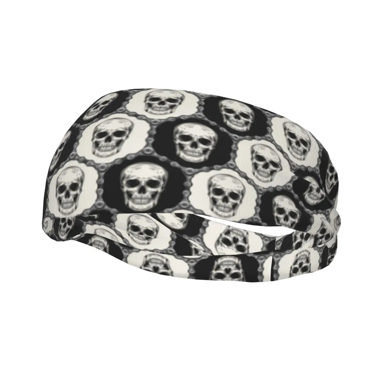 Custom Skull Sport Headbands for Women Men Stretchy Moisture Wicking Gym Sweatband