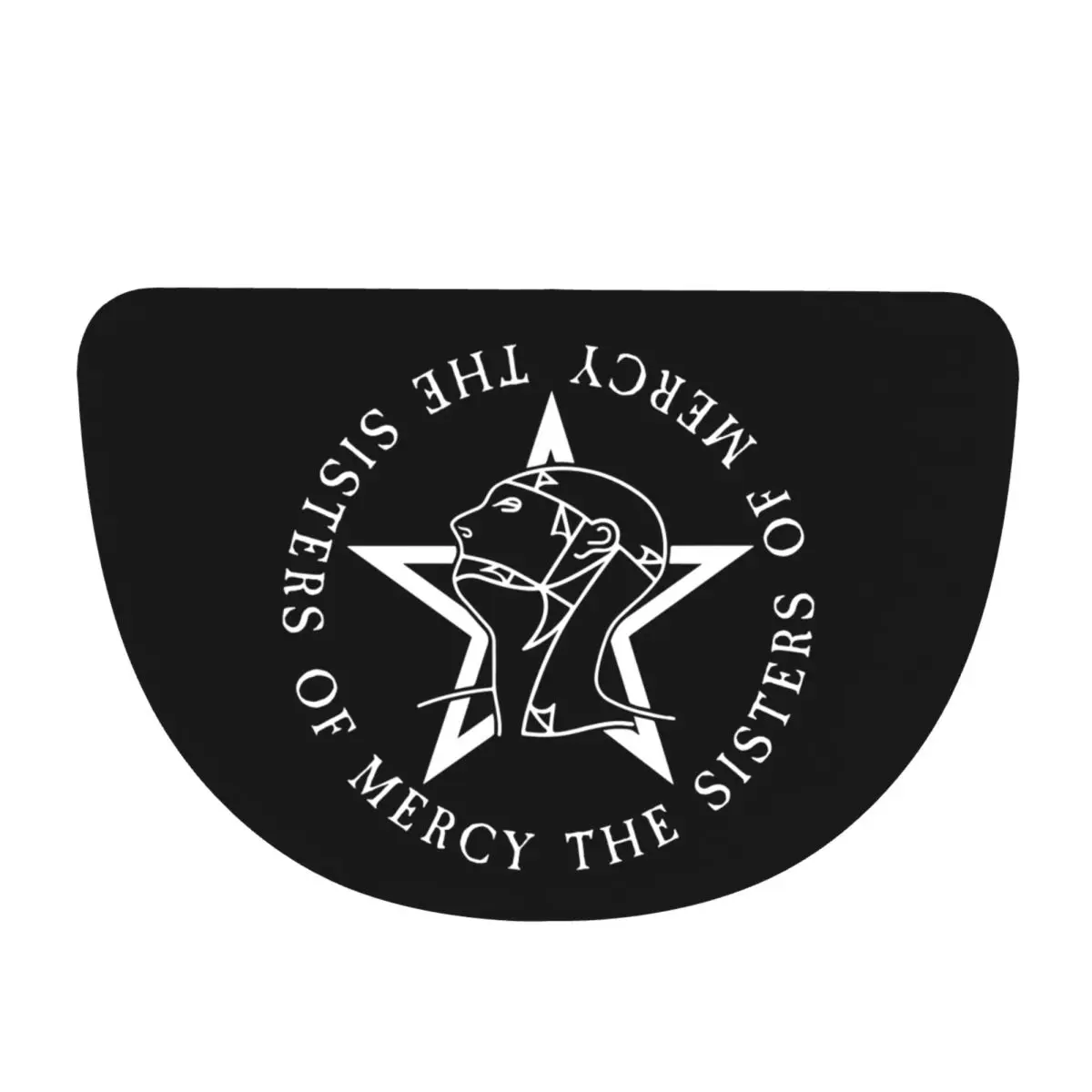 Round Text Logo Goth The Sisters Of Mercy Soft Flannel Half Round Doormat Non Slip Bathroom Mat Absorbent Floor Carpet for Home