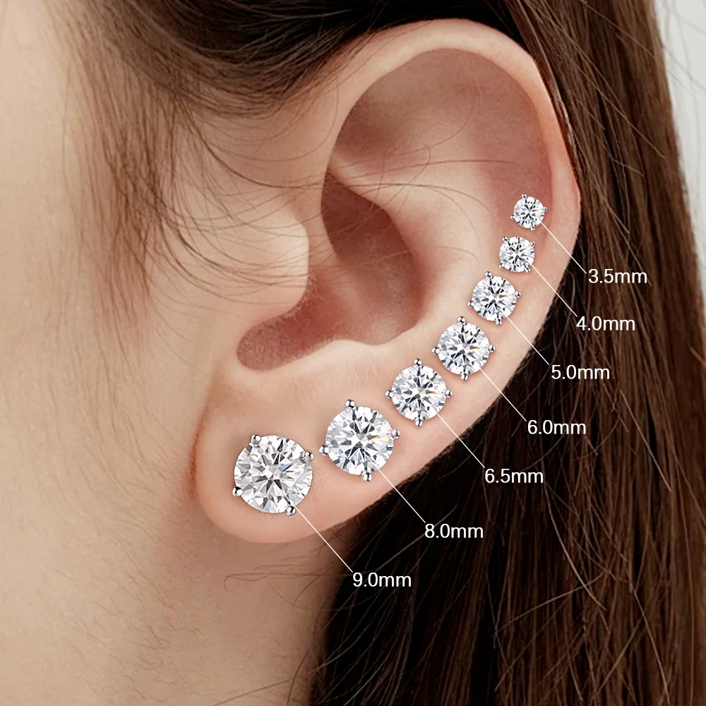 M-JAJA Moissanite Stud Earrings for Women 1ct 2ct 3ct Diamond Earrings S925 Sterling Silver Bridal Trendy Wedding Fine Jewelry