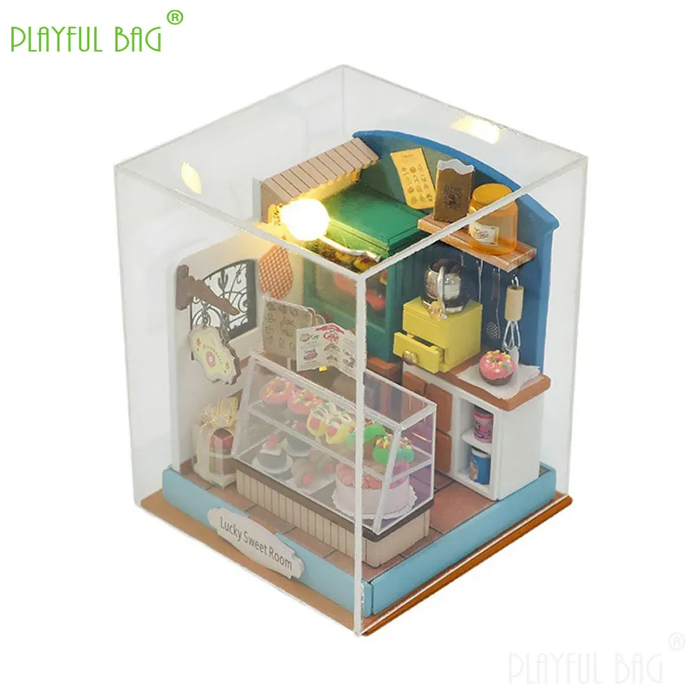 Feito à mão de madeira diy mini casa brinquedo criativo montagem presente em miniatura casa de bonecas crianças presente brinquedos casa artesanato decoração hg378