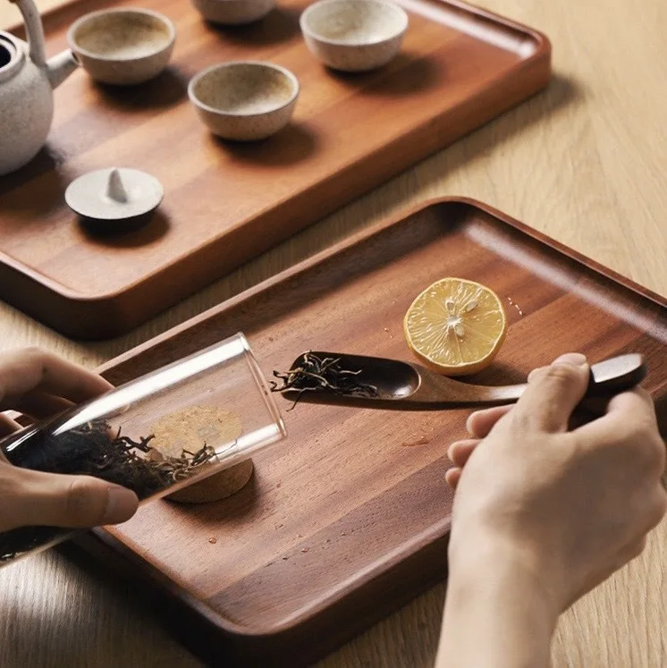 Withered Japanese style tea tray, solid wood tea set tray, household wooden tray, hotel wooden tray, rectangular tray, high beau