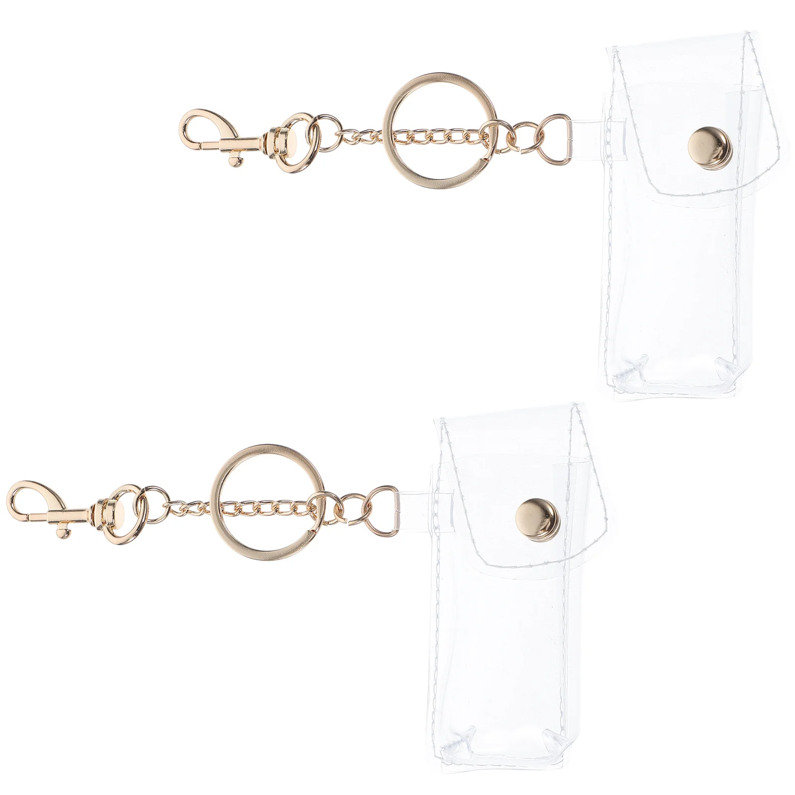 

2Pcs Transparent Lip Balm Holder Keychain PVC Pouch Durable Lipstick Organizer Portable Lip Gloss Travel Case Lipstick Holders