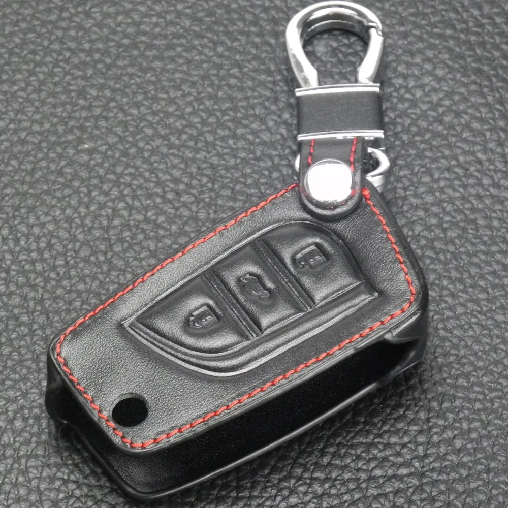 jingyuqin Leather Car-Styling Key Cover Case For Toyota Camry Highlander Corolla Prado Reiz Crown RAV4 3 Buttons