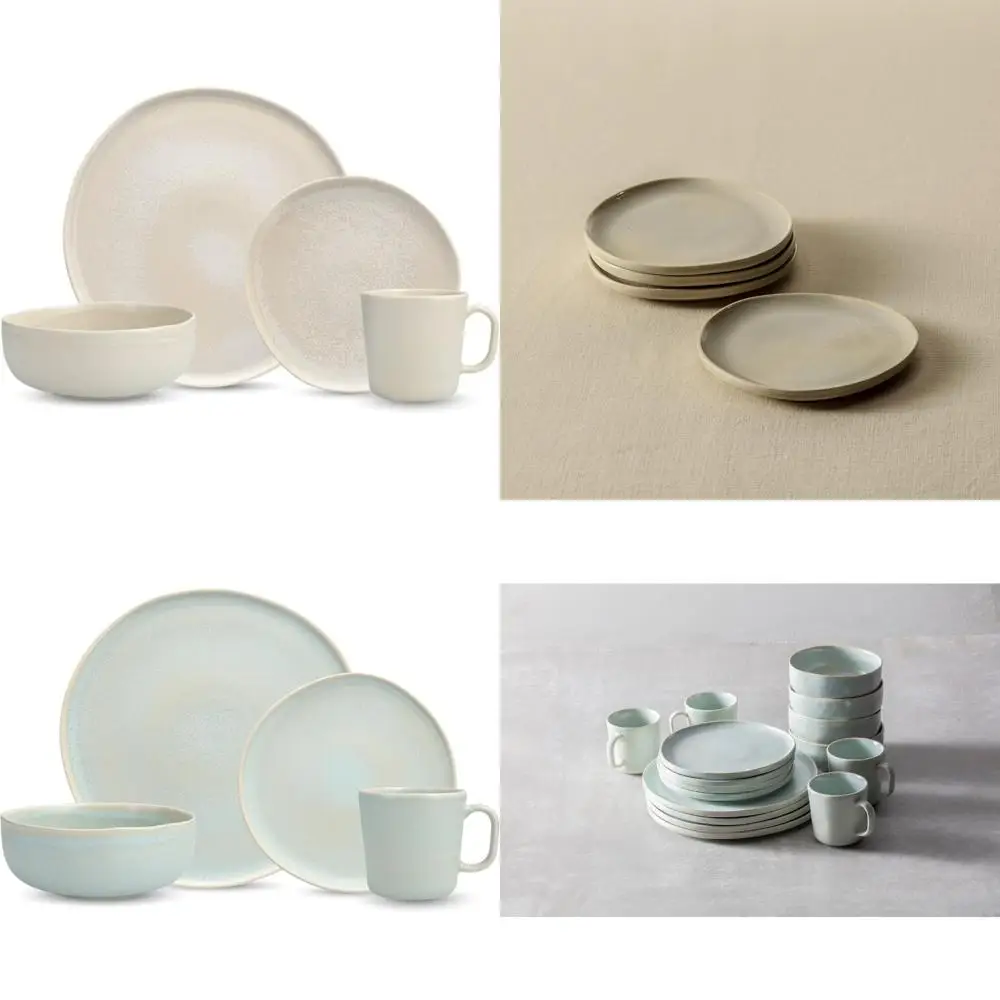 

Stoneware 16-Piece Dinnerware Set, Service for 4, Sand Colored, Durable and Stylish for Everyday Use