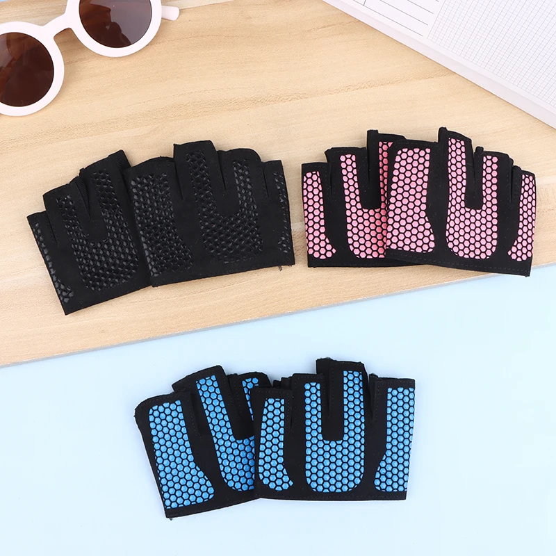 Gym Fitness Four-finger Half Finger Gloves Silicone Workout Glove Pull Up Power Weight Lifting Grips Hand Plam ProtectorHot