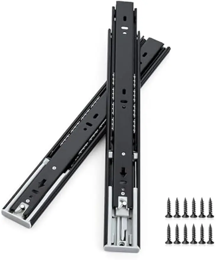 12 Inch Full Extension Drawer Slides, Heavy Duty Side Mount, 10 Pairs, Black