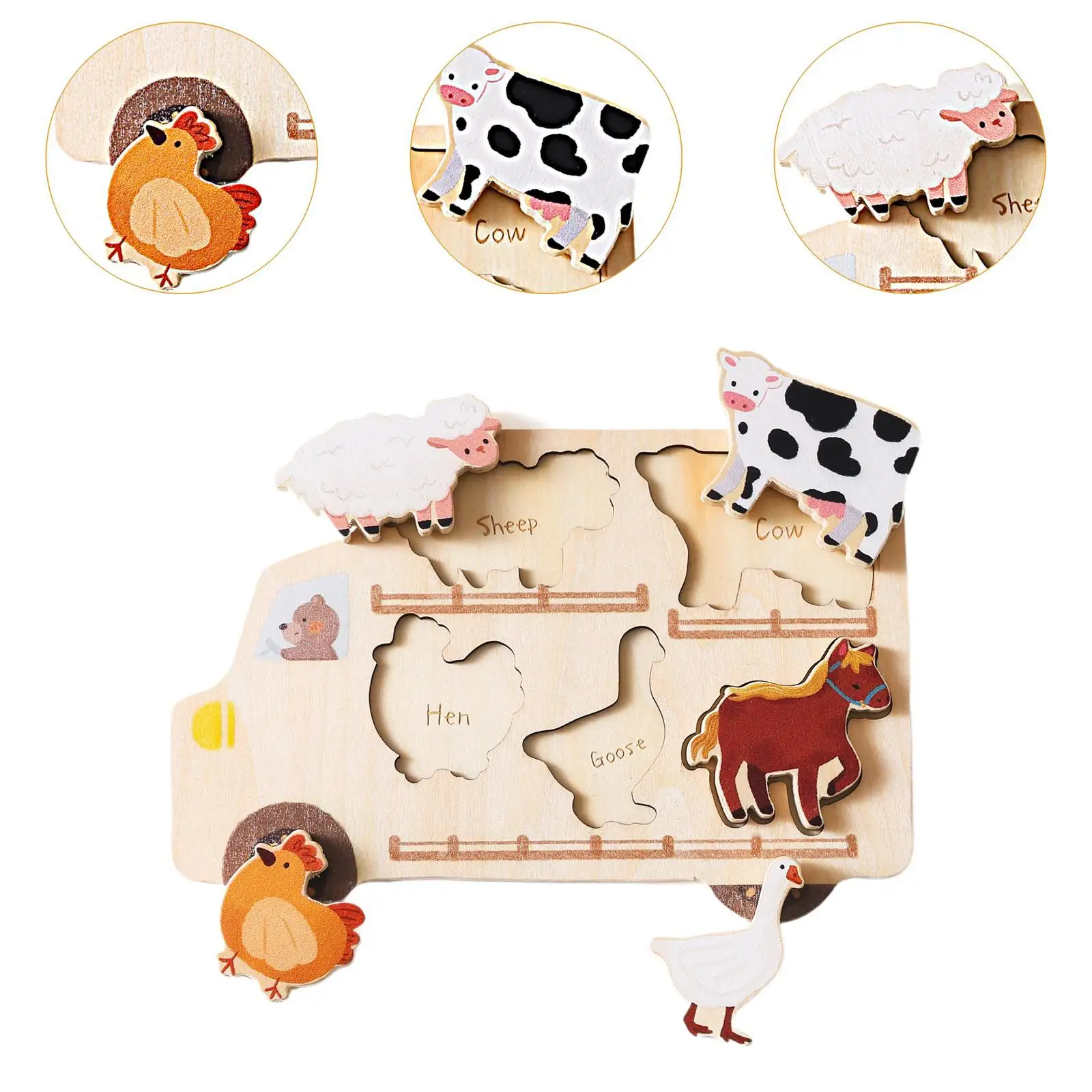 Hadiah Puzzle Kayu Cocok untuk Anak-anak Perkembangan Sensorik Mainan Kayu Keterampilan Motorik Halus Hadiah Pesta Prasekolah