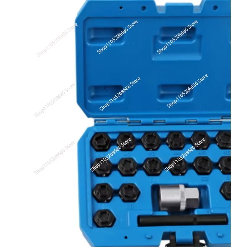 22-piece wheel  nut removal socket tool set anti-theft screw kit with long square drive adapter