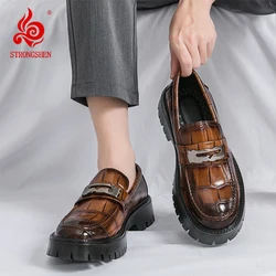 STRONGSHEN Men Oxford Shoes Leather Platform Casual Shoes Comfortable Formal Loafer Business Office Formal Dress Shoes 38-46