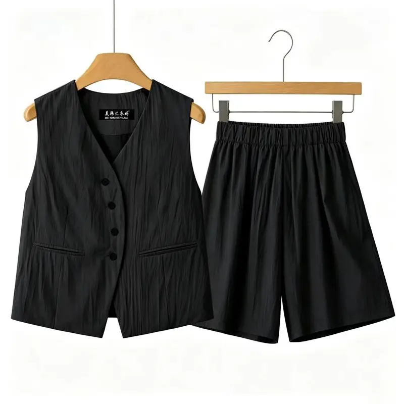 Fashion Women's Set Summer New Korean Version V-neck Vest, High-end and Elegant Women's Two-piece Set