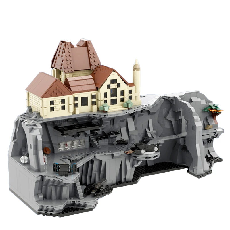 Famosa architettura di scene cinematografiche La serie animata MOC Building Blocks Micro Batcave Tecnologia Mattoni Modello Fai da te Giocattoli per bambini Regali