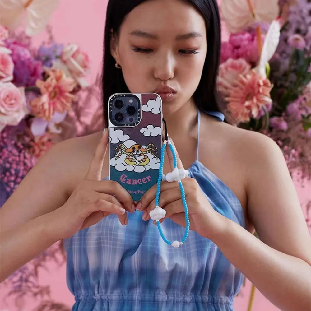 Kkpearls-青い空と白の雲のチャームストラップ、携帯電話のアクセサリー、電話チェーン、ジュエリー、kpop、新しい