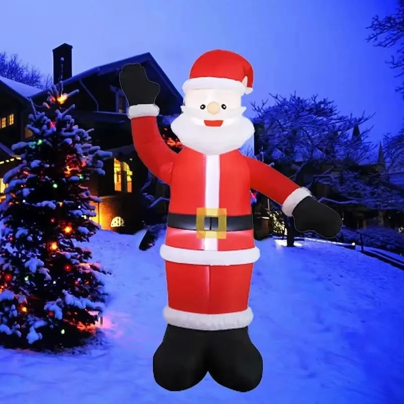 Weihnachts dekorationen aufblasbare Spielzeuge Welle Santa Claus eingebaute LEDs aufgeblasenes Modell Spielzeug im Freien Weihnachten Festival Party Hof Requisiten