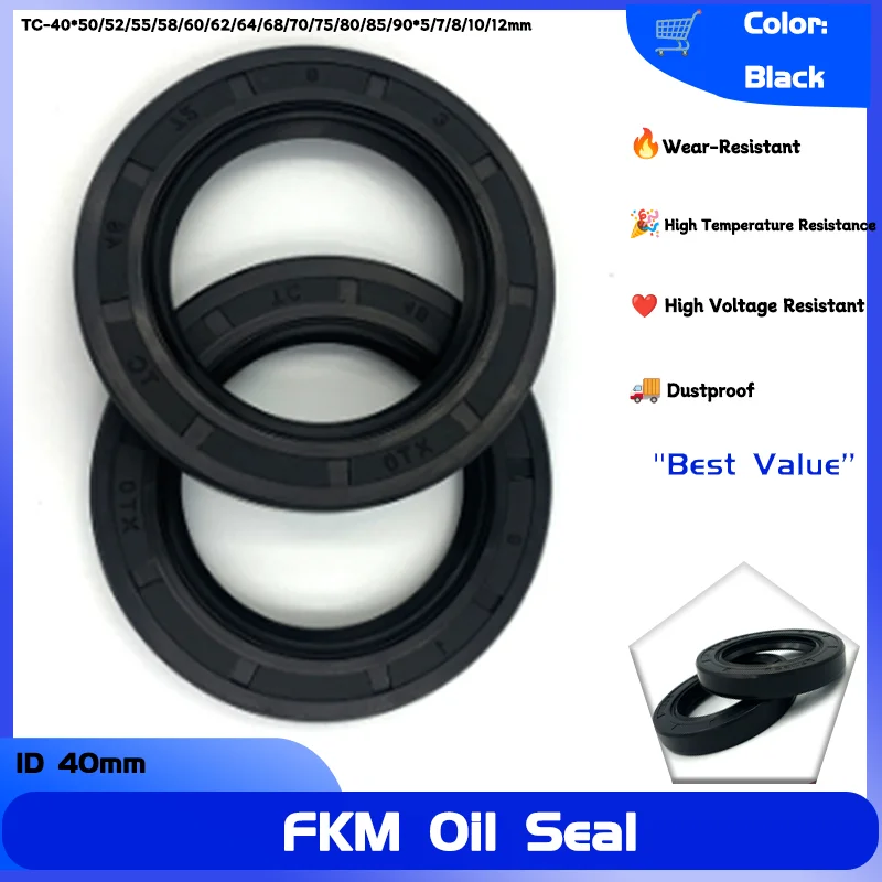 

Dust-Proof Skeleton Sealing Ring Skeleton NBR Oil Seal ID 40mm TC-40*50/52/55/58/60/62/64/68/70/75/80/85/90*5/7/8/10/12mm