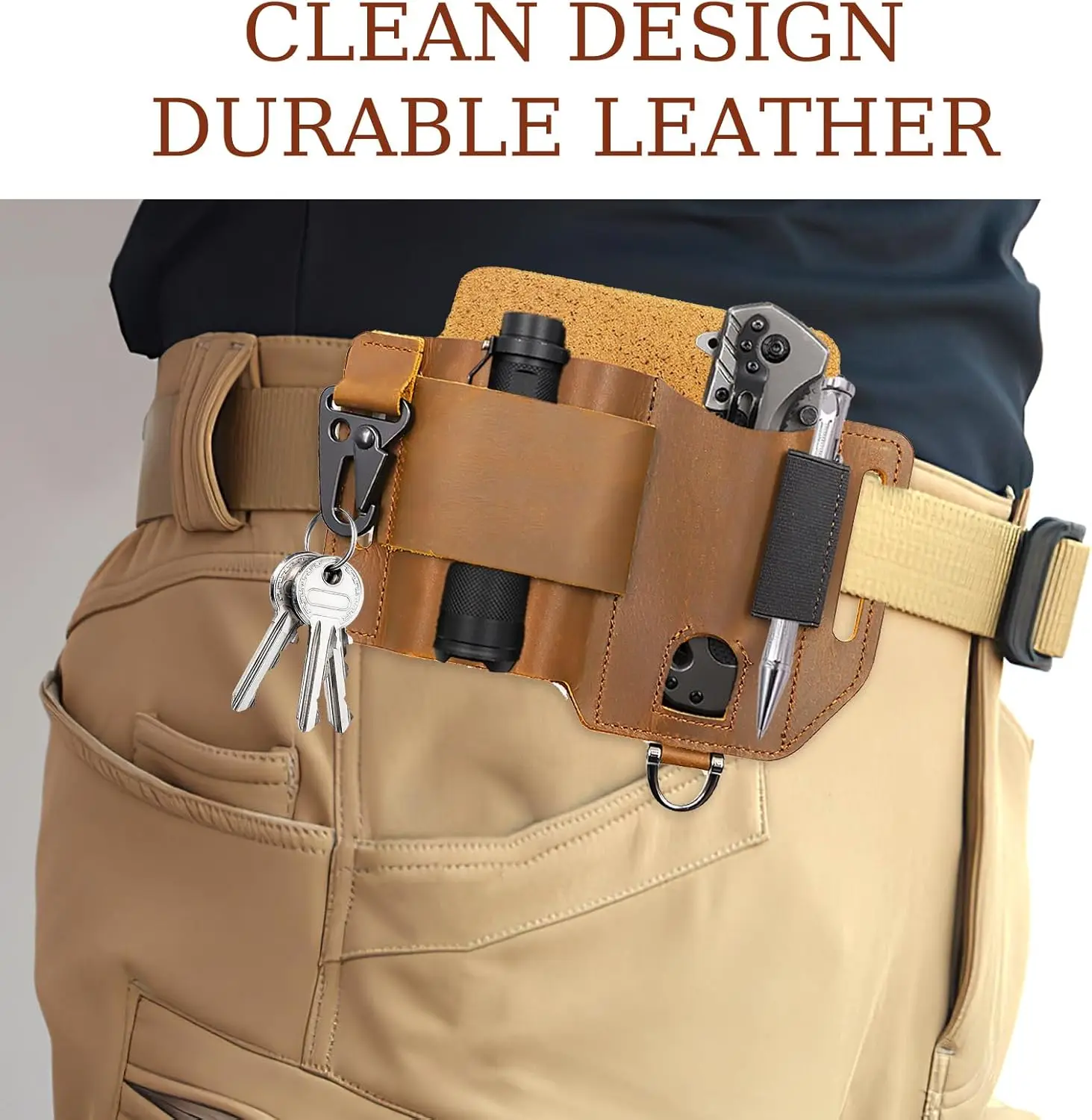 

Leather Belt Bag, Waist Bag & Tool Belt-Multi-Functional Solid Leather, Belt Organizer, Durable Design for Outdoor Work.